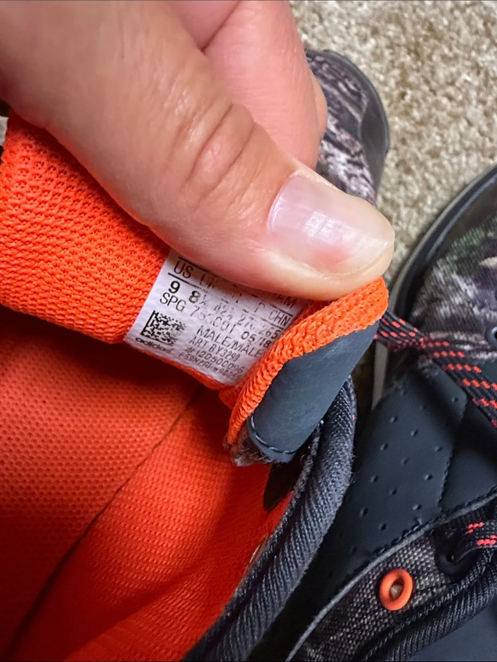 adidas Men's Camouflage Trail Sneakers with Orange Accents